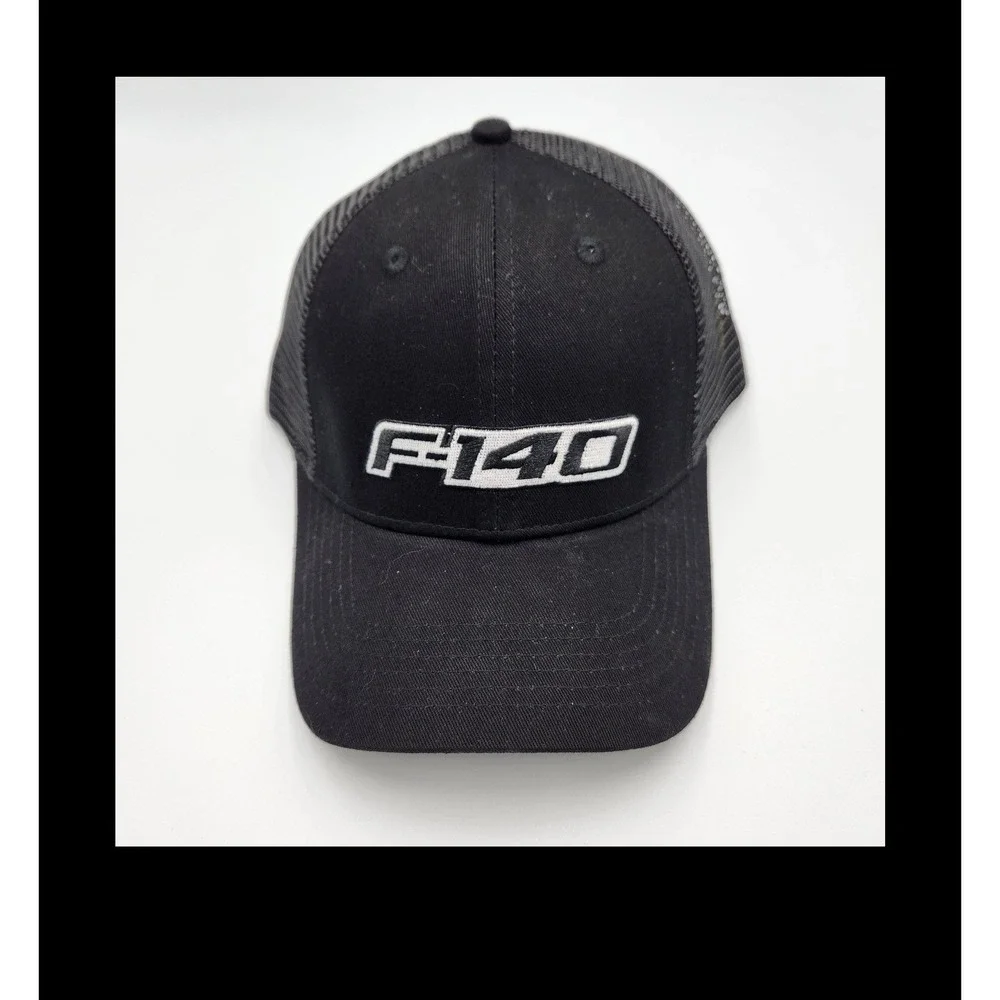 F140 Trucker Hat Black Mesh Snapback‎ Cap Embroidered Logo Adjustable Adult